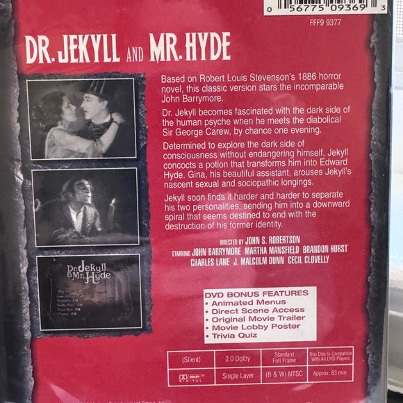 🎬 Vintage John Barrymore in Dr. Jekyll and Mr. Hyde Classic DVD - 1920 - NEW - Picture 15 of 15